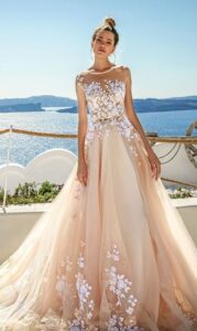 bej rengi gelinlik modeli