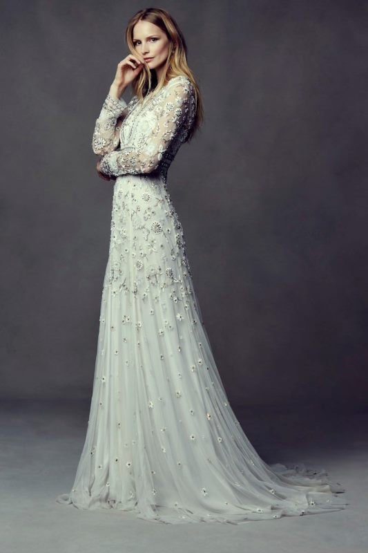 kollu bohem gelinlik modeli