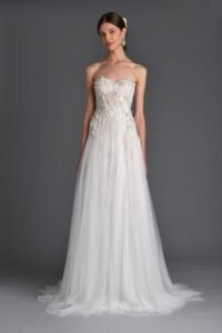 straplez bohem gelinlik modeli