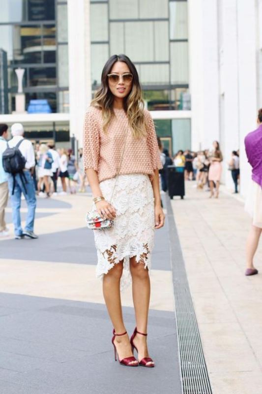 beyaz dantel etek modeli