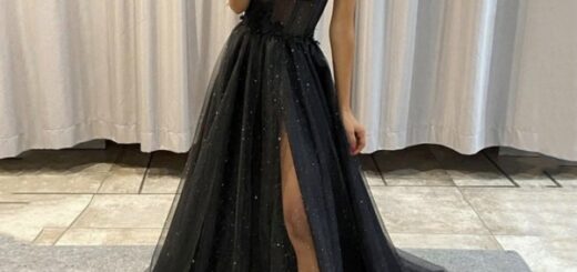 siyah tul elbise modeli