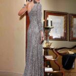 tek omuz askılı abiye elbise modeli