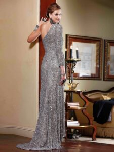 tek omuz askılı abiye elbise modeli