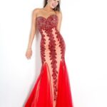 kırmızı yeni yıl abiye elbisesi