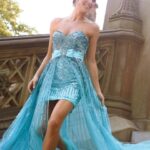 mavi arkası uzun abiye elbise