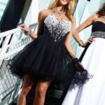 siyah mini straplez abiye elbise