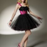 siyah tül kısa abiye elbise