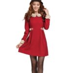 kırmızı vintage tarzı elbise modeli