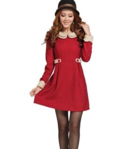 kırmızı vintage tarzı elbise modeli