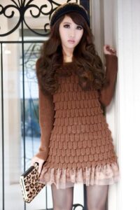 kollu kışlık elbise modeli