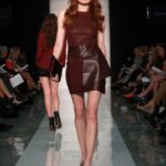 bordo deri elbise modeli