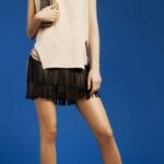 püsküllü deri etek modeli