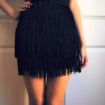 siyah kısa püsküllü etek modeli