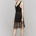 siyah püsküllü etek modeli