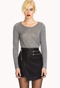 asimetrik kesim deri etek