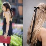 siyah kurdele şeklinde saç tokaları