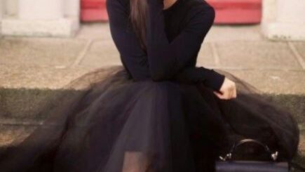 siyah tül etek modeli