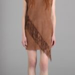 süet püsküllü elbise modeli