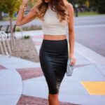 deri görünümlü kalem etek modeli