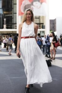 uzun yazlık elbise modeli