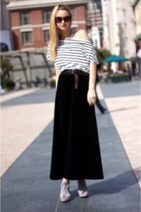 siyah uzun etek modeli