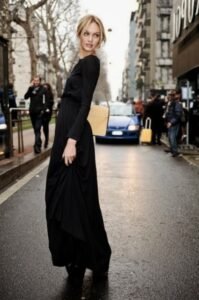 uzun siyah etek kombini