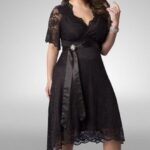 siyah kısa büyük beden abiye elbise modeli