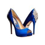 taşlı mavi abiye ayakkabı modeli