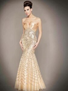 taşlı balık abiye elbise modeli