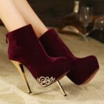 bordo kadife ayakkabı modeli