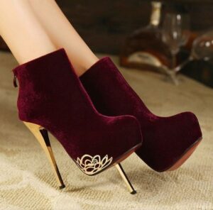 bordo kadife ayakkabı modeli