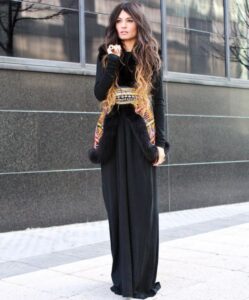 uzun kışlık elbise modeli